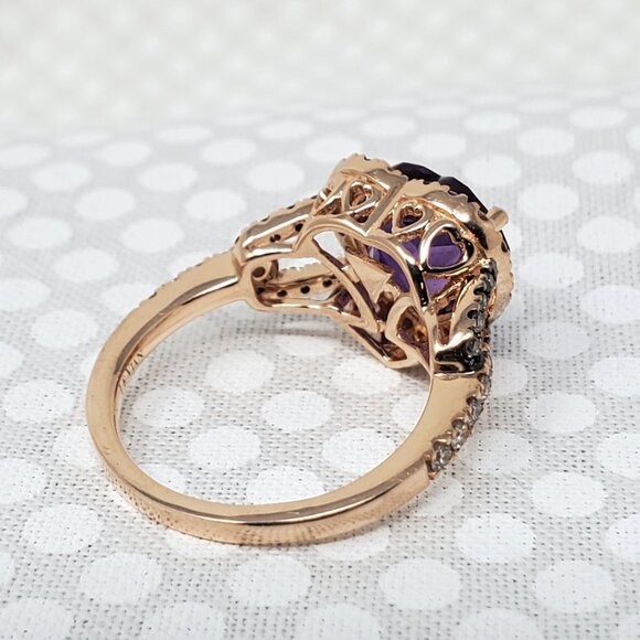 Le Vian 14K Strawberry Gold Ring 2ct Grape Amethyst 1/3ct Nude & 1/8ct Chocolate - Picture 7 of 15